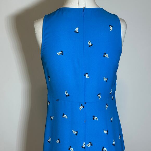Loft Outlet Blue Micro Floral Sleeveless V-Neck A-Line Midi Dress Womens Size 4 - Picture 6 of 12